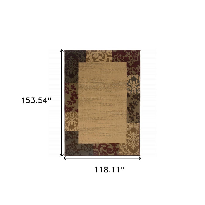 10' x 13' Abstract Power Loom Stain Resistant Area Rug - Beige Red Green Gold And Gray