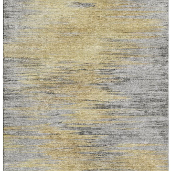 10' X 14' Abstract Washable Area Rug With UV Protection - Gold And Gray