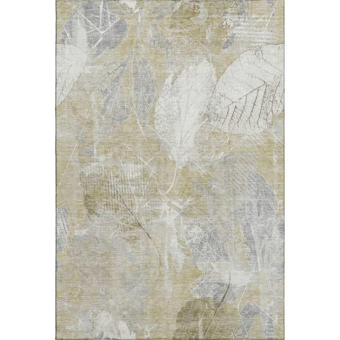 10' X 14' Floral Washable Area Rug With UV Protection (705731) - Beige / Tan