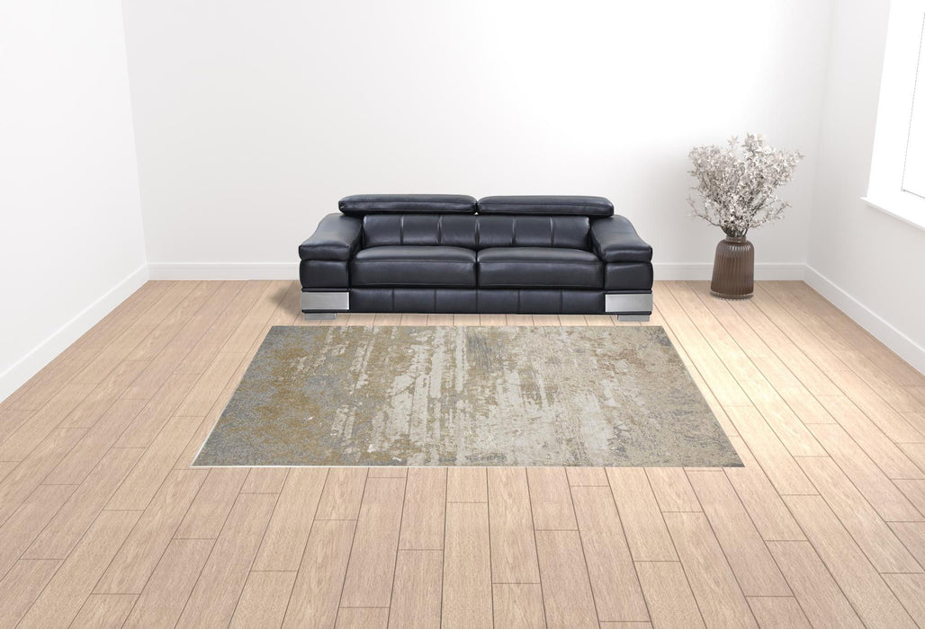 9' x 12' Abstract Area Rug - Ivory Gold And Gray