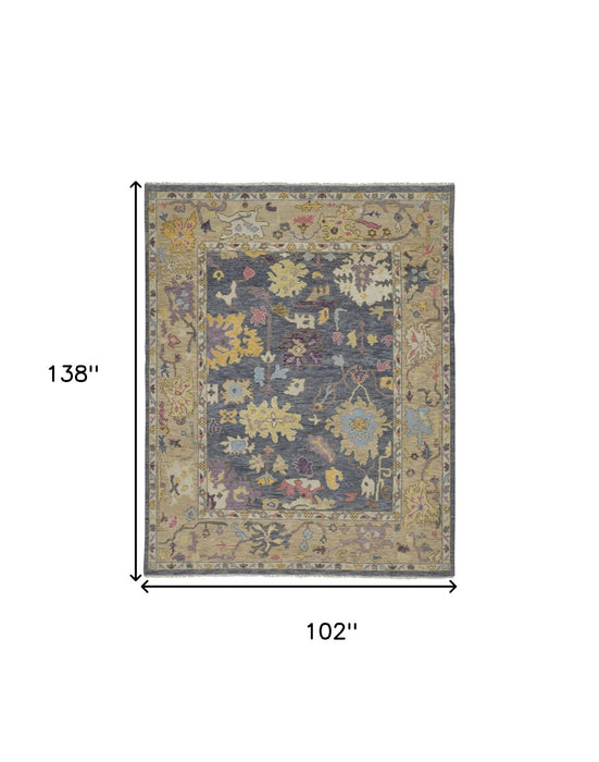 8' X 12' Wool Oriental Hand Knotted Area Rug With Fringe - Gold