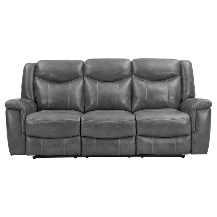Conrad 2-piece Upholstered Padded Arm Motion Sofa Set Grey