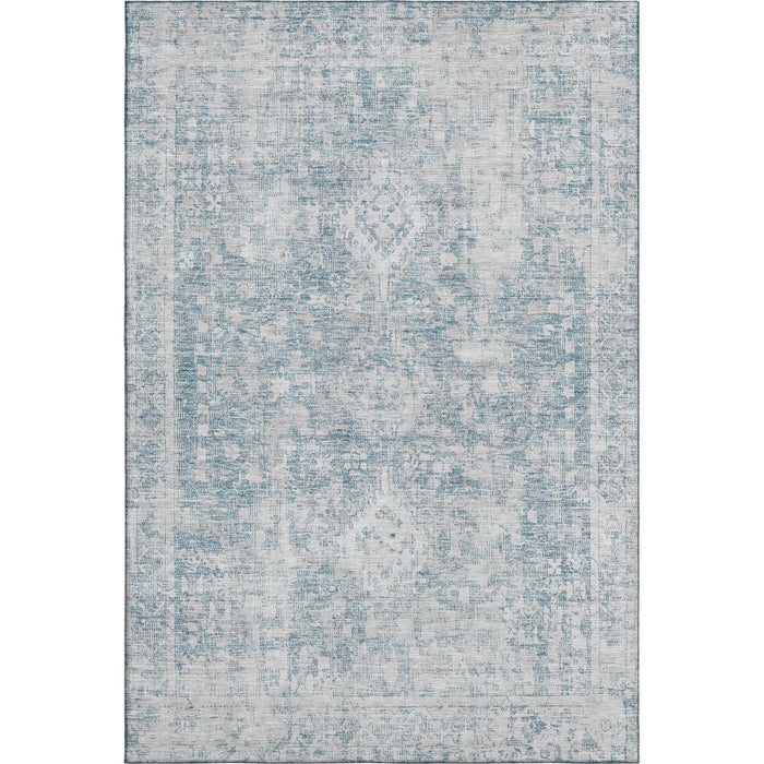 10' X 14' Oriental Washable Area Rug With UV Protection (692016) - Sky Blue / Silver