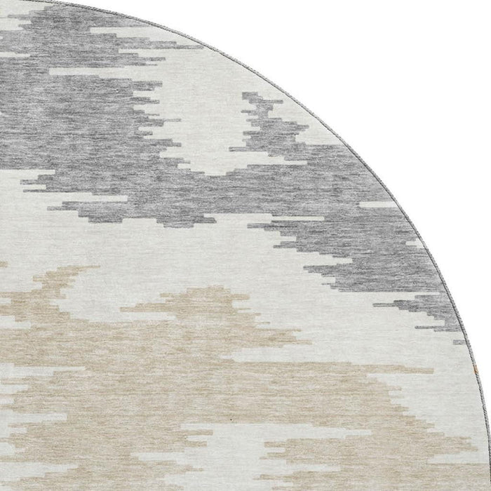 8' Transitional Abstract Washable Round Rug With UV Protection - Orange