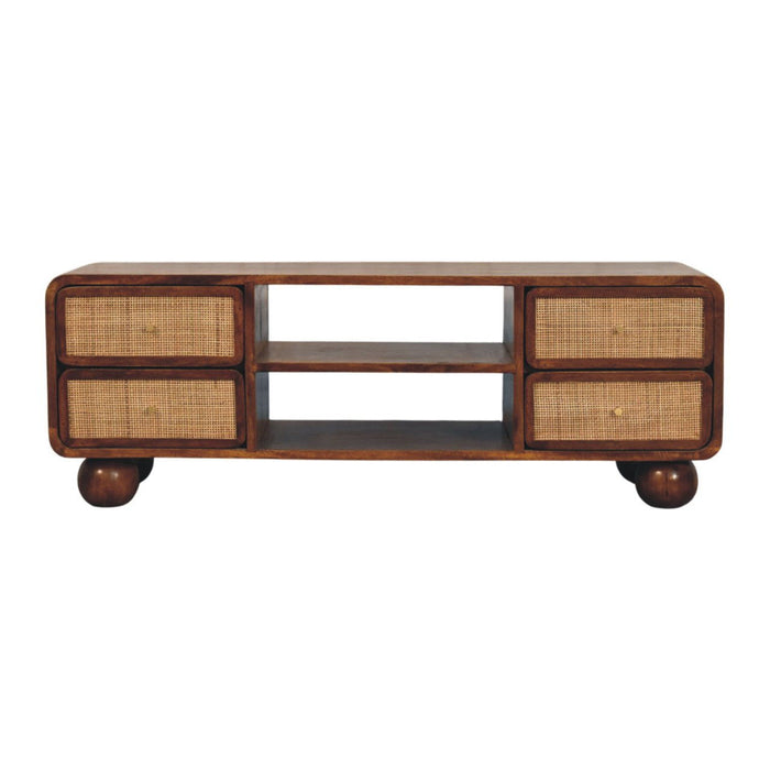 Solid Wood Enclosed Open Storage TV Stand (719197) - Brown