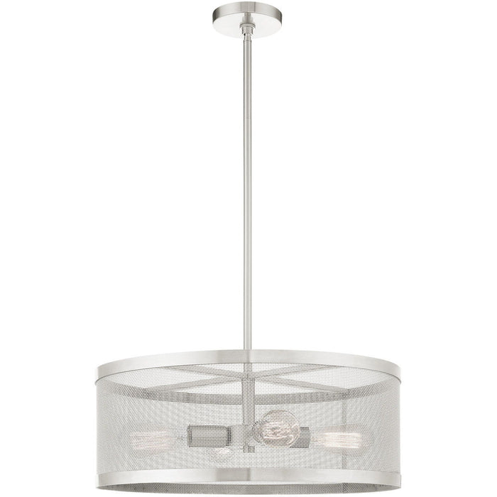 16" Four Light Dimmable Chandelier With Shades - Nickel