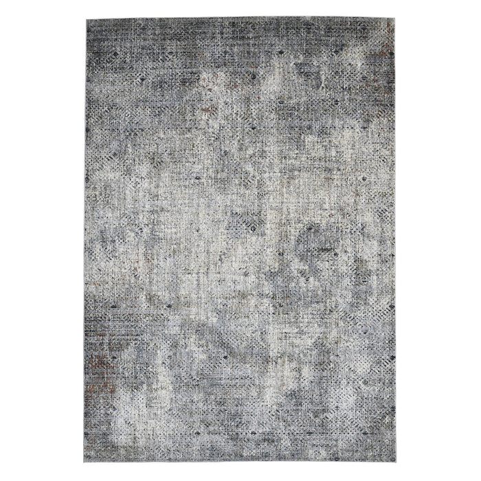 10' x 14' Abstract Power Loom Area Rug - Ivory Black And Gray