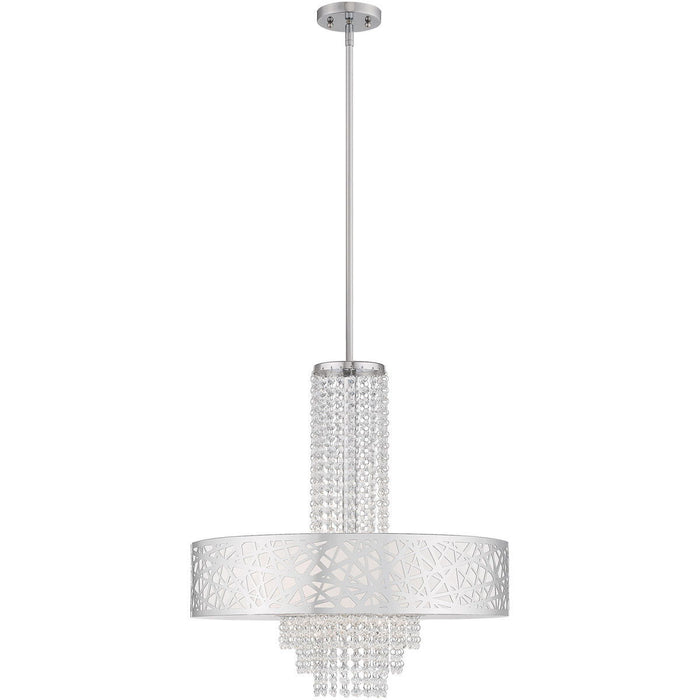 25" Five Light Dimmable Chandelier With Shades - Silver