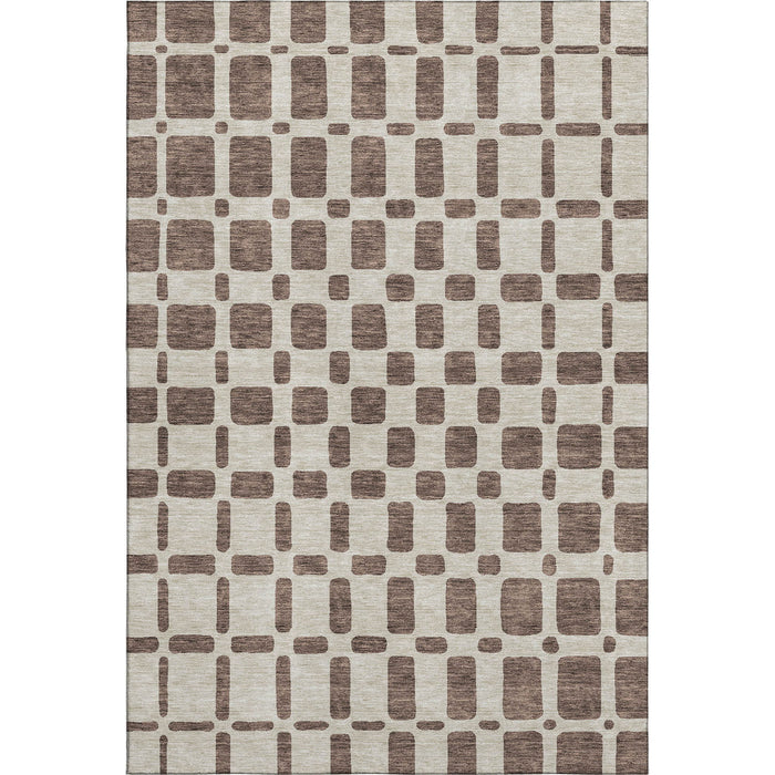 10' X 14' Geometric Washable Area Rug With UV Protection (669270) - Brown / Ivory