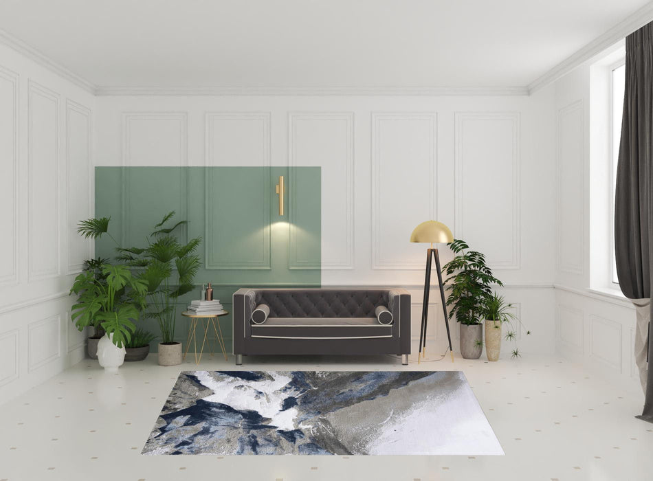 7' x 10' Abstract Area Rug - Blue Gray And White