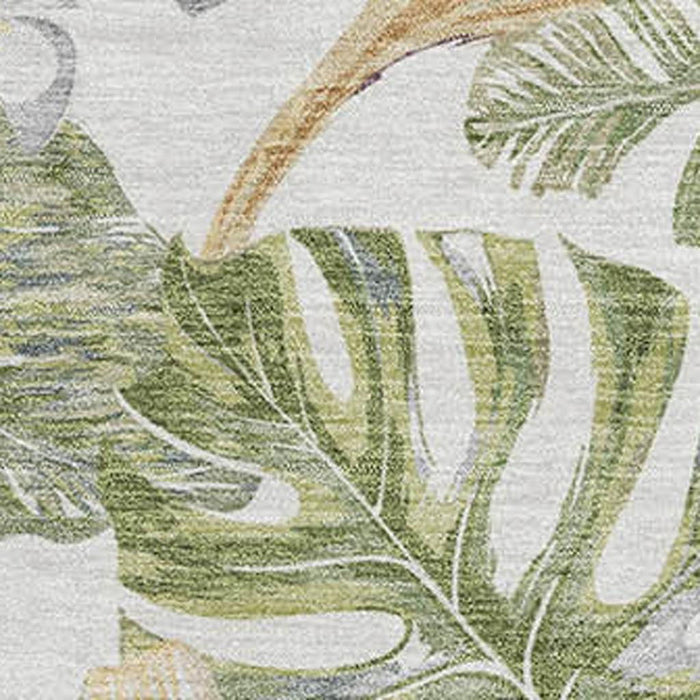 10' X 14' Floral Washable Area Rug With UV Protection (697842) - Ivory / Green / Beige