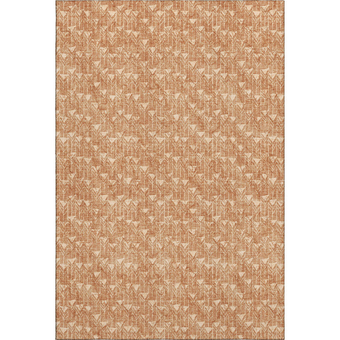 8' X 10' Geometric Washable Area Rug With UV Protection (647114) - Salmon / Ivory