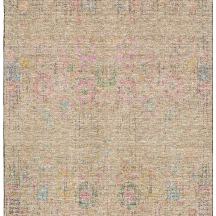 10' X 14' Oriental Washable Area Rug With UV Protection (699592) - Tan / Blue / Green