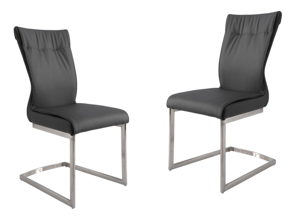 Upholstered Dining Side Chairs (Set of 2) - Gray / Silver