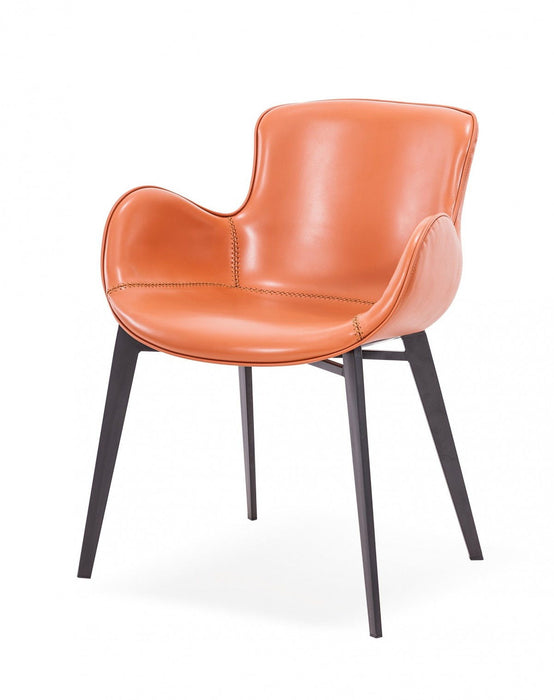 Upholstered Faux Leather Dining Arm Chair - Terra Cotta
