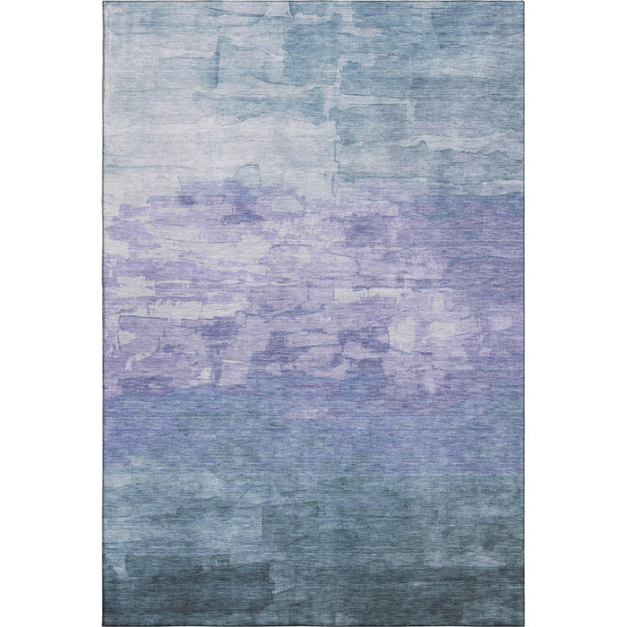 10' X 14' Striped Washable Area Rug With UV Protection (693858) - Denim Blue / Lavender / Sky Blue