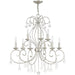 HomeRoots nine-light metal chandelier with clear shades and dimmable feature in nickel finish, ideal for modern lighting decor.