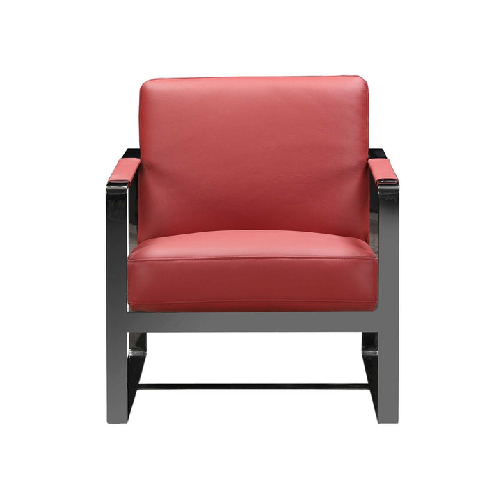 Genuine Leather Arm Chair - Red And Black