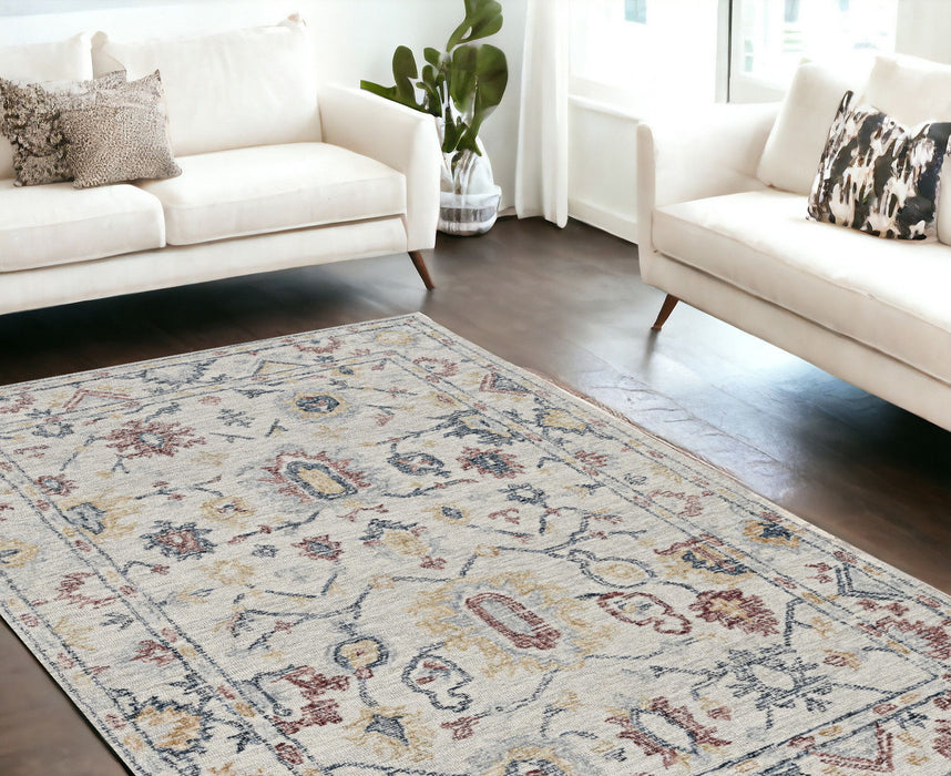 9' x 13' Hand Tufted Space Dyed Floral Traditional Indoor Area Rug - Ivory