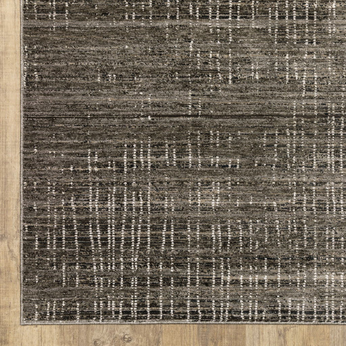 6' x 9' Abstract Power Loom Stain Resistant Area Rug - Charcoal Gray Gray Ivory Tan And Brown