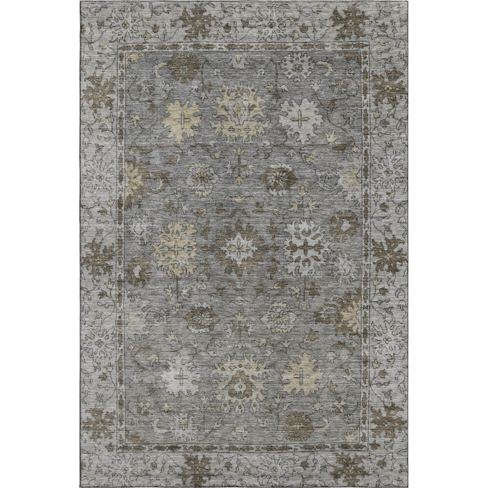 10' X 14' Oriental Washable Area Rug With UV Protection (716551) - Pewter / Taupe