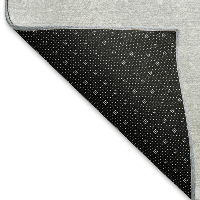 10' X 14' Christmas Woodland Lodge Washable Area Rug With UV Protection (646463) - Gray / Black