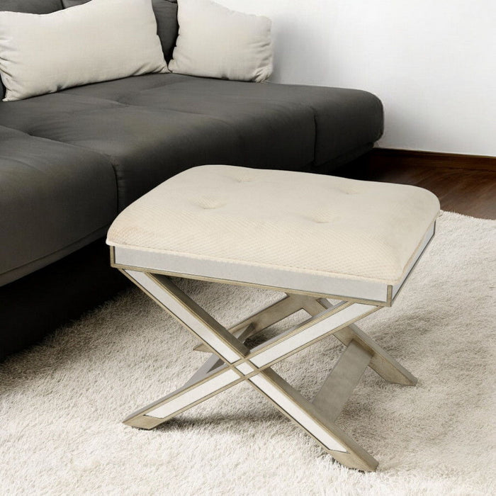 Polyester Blend Ottoman - Brown / Ivory