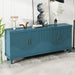 Blue Giga 4-door accent cabinet with large storage for living room, featuring a stylish design and spacious interior.