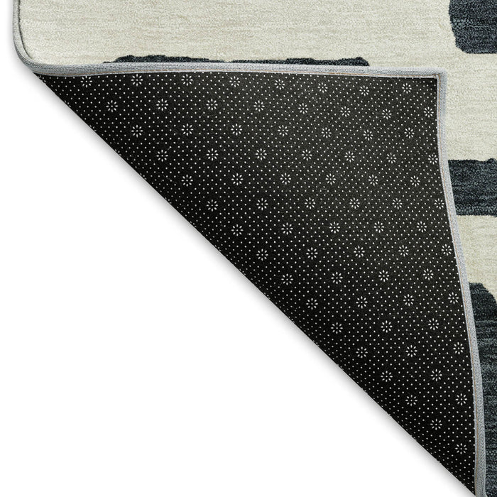 10' X 14' Abstract Geometric Washable Area Rug With UV Protection (671774) - Black / Ivory