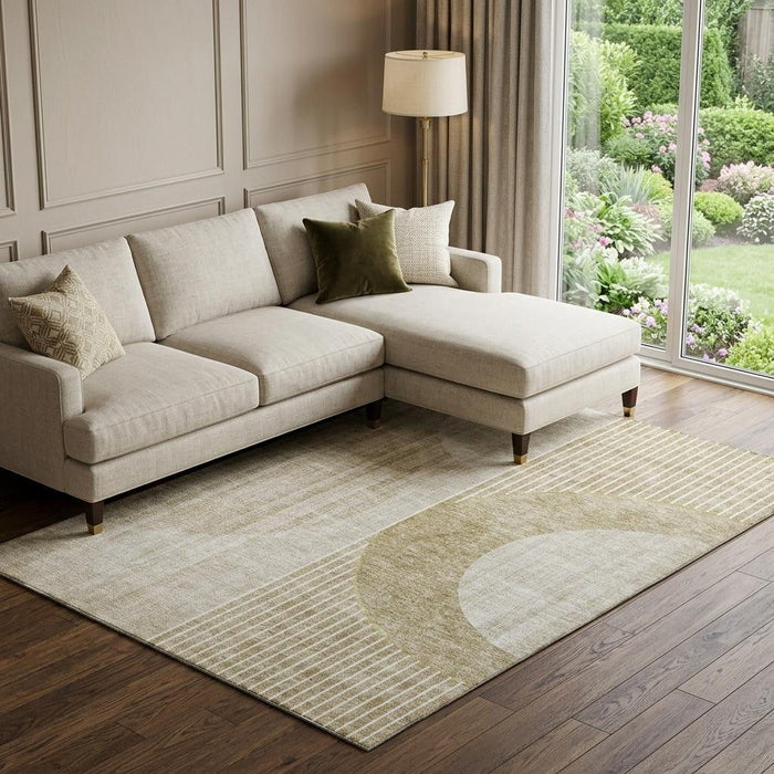 8' X 10' Geometric Washable Area Rug With UV Protection (655756) - Taupe / Beige