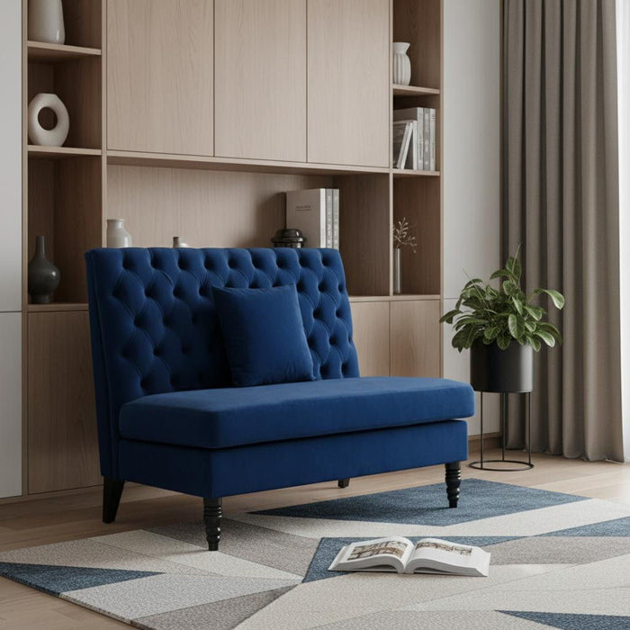 Velvet Loveseat - Navy Blue / Black