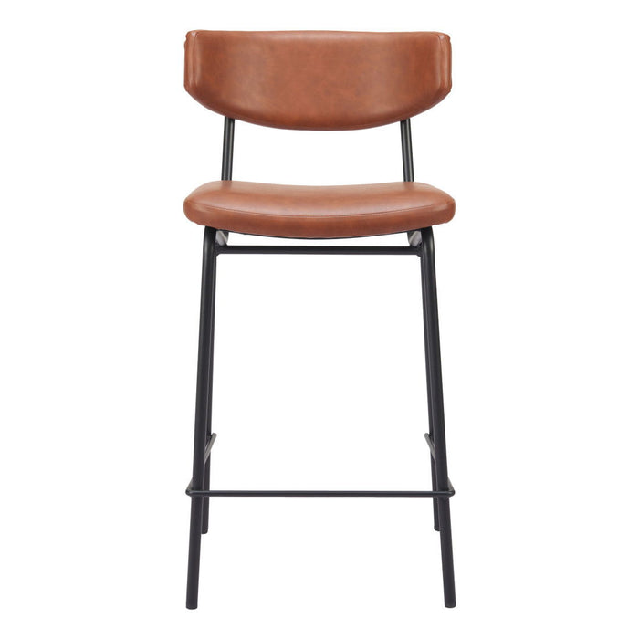 30" Faux Leather And Steel Low Back Bar Height Bar Chairs (Set of 2) - Brown / Black