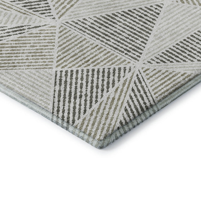 10' X 14' Geometric Washable Area Rug With UV Protection (651995) - Taupe / Silver