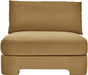Meridian Furniture velvet upholstered armless chair with plush performance fabric, modern stationary accent chair for living spaces.