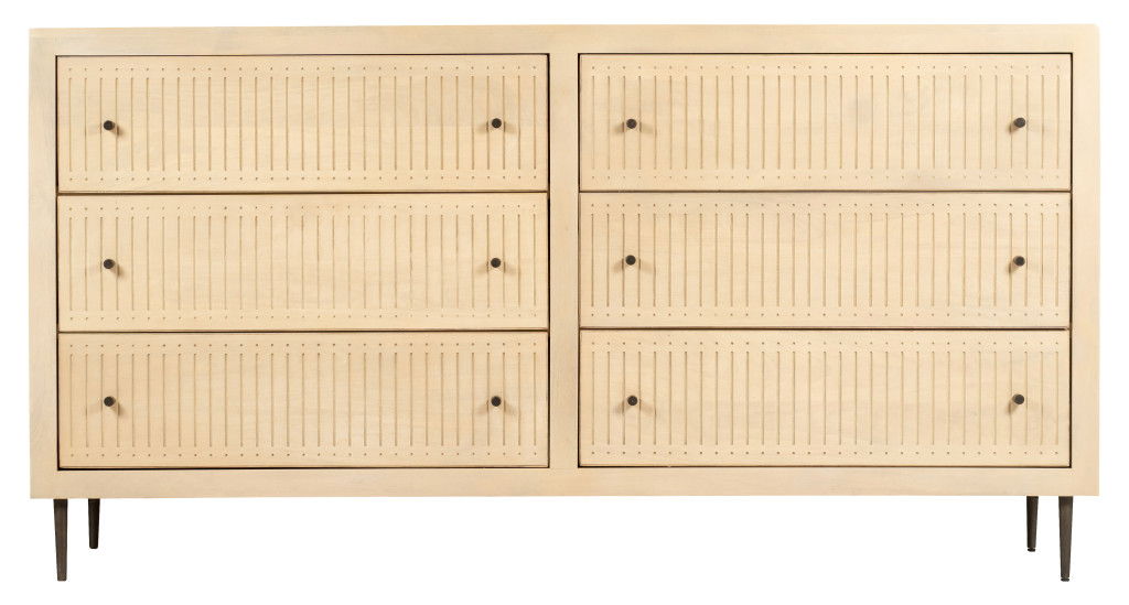 68" Solid Wood Six Drawer Dresser - Natural