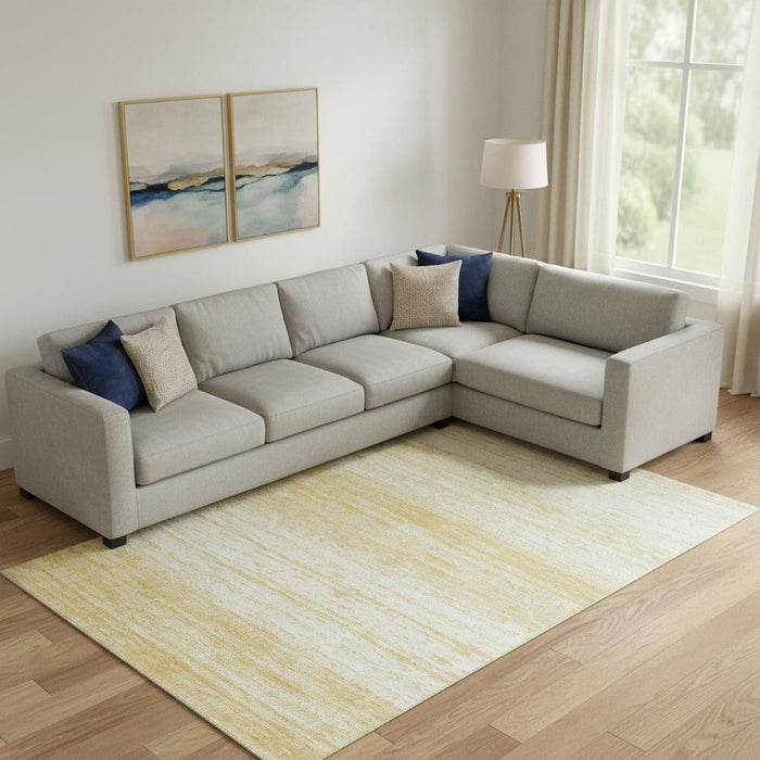 10' X 14' Striped Washable Area Rug With UV Protection (668119) - Gold / Ivory