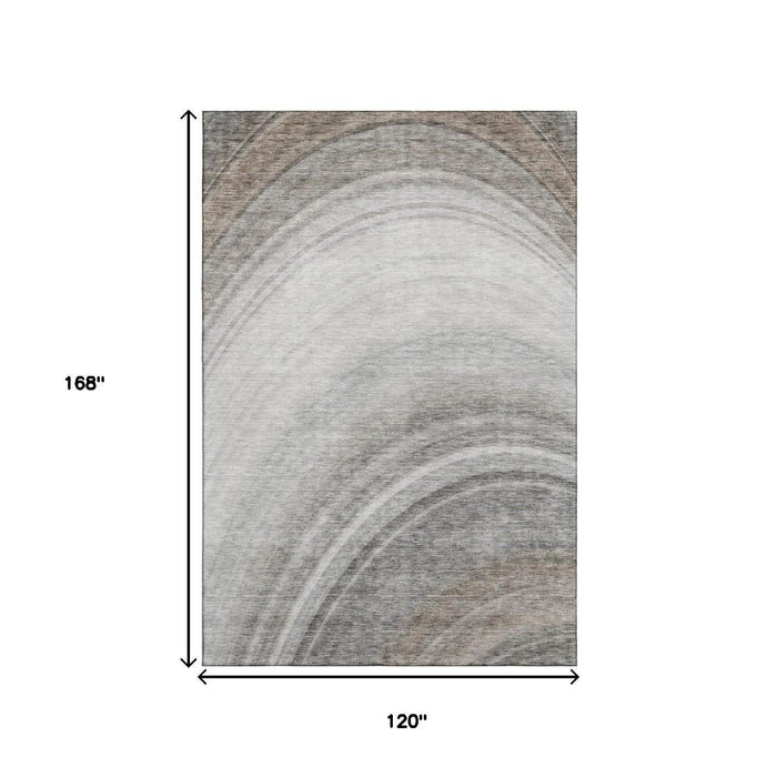 10' X 14' Ombre Washable Area Rug With UV Protection (650314) - Gray / Ivory / Beige