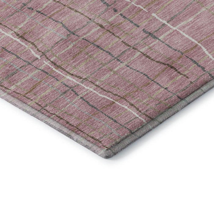 10' X 14' Striped Washable Area Rug With UV Protection (678580) - Pink / Ivory / Gray
