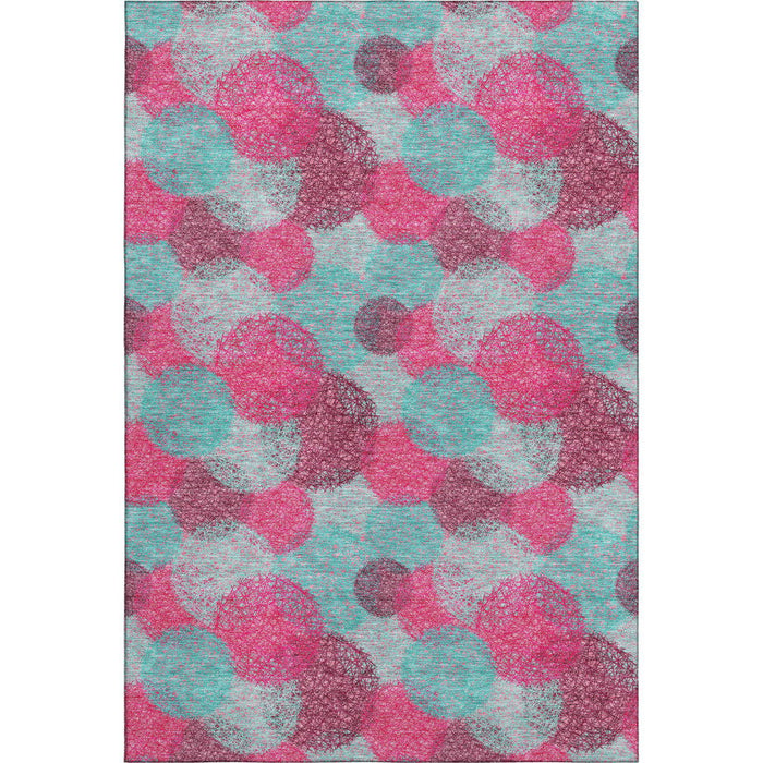 10' X 14' Abstract Washable Area Rug With UV Protection (677189) - Pink / Teal / Burgundy