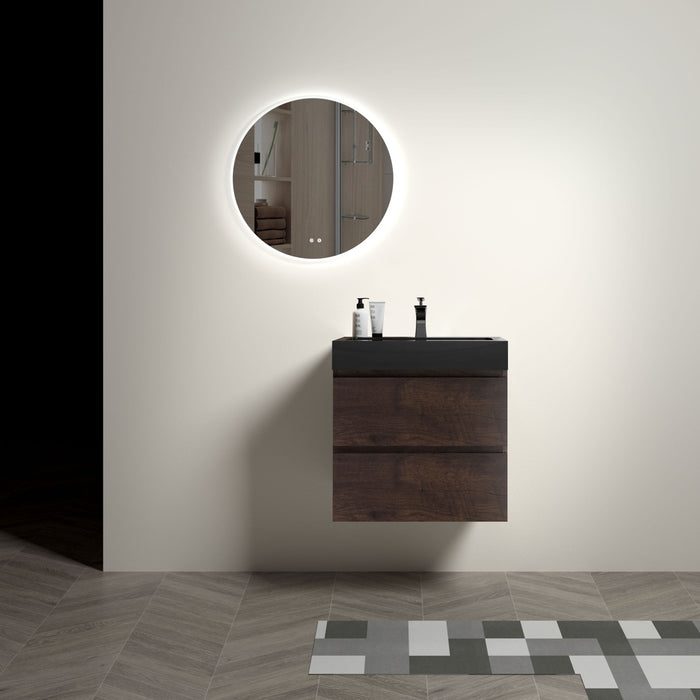 Giga Alice bathroom vanity wall-mounted with large storage, one-piece sink basin, modern floating design, no drain or faucet included.