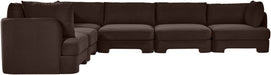Meridian Furniture Hammond velvet performance fabric 6-piece corner sectional sofa with plush upholstered cushions and modern design.