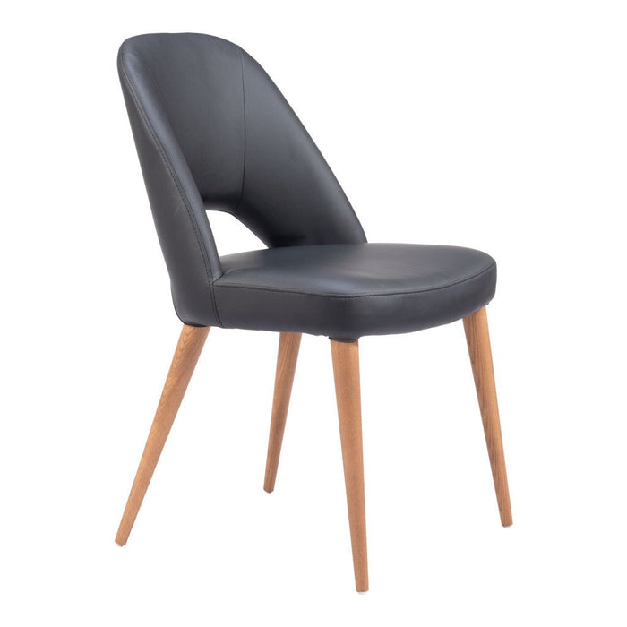 Upholstered Faux Leather Open Back Dining Side Chairs (Set of 2) - Black