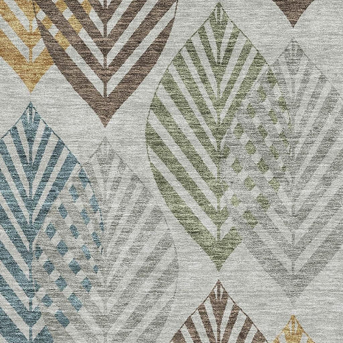 8' X 10' Transitional Floral Washable Area Rug With UV Protection - Gray