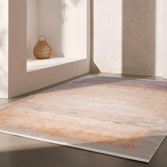 9' x 12' Abstract Washable Non Skid Area Rug - Beige And Blue