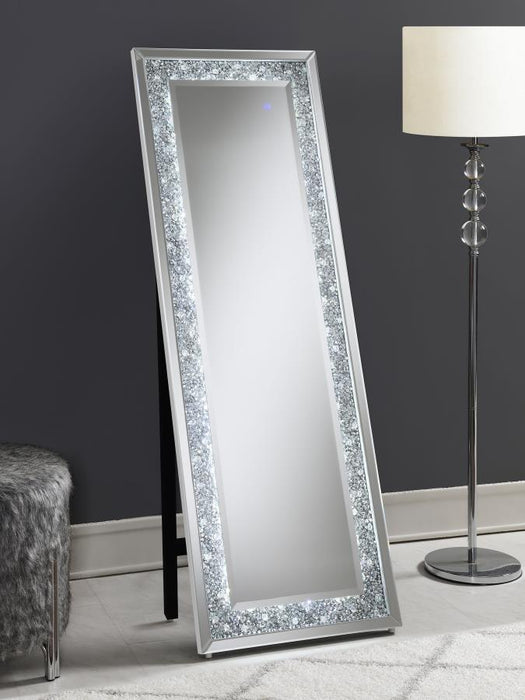 Carisi - Rectangular Standing Mirror With Led Lighting - Silver