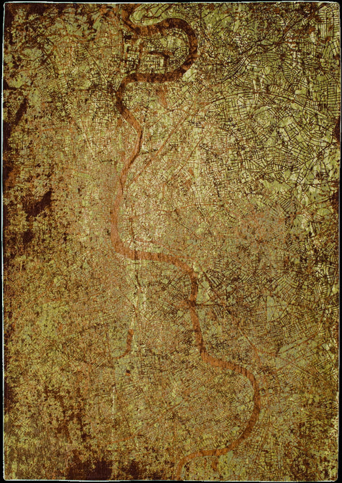 7' x 9' Abstract Non Skid Area Rug - Green And Brown