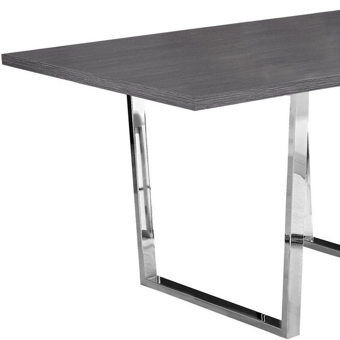59" Metal Sled Base Dining Table - Gray / Silver