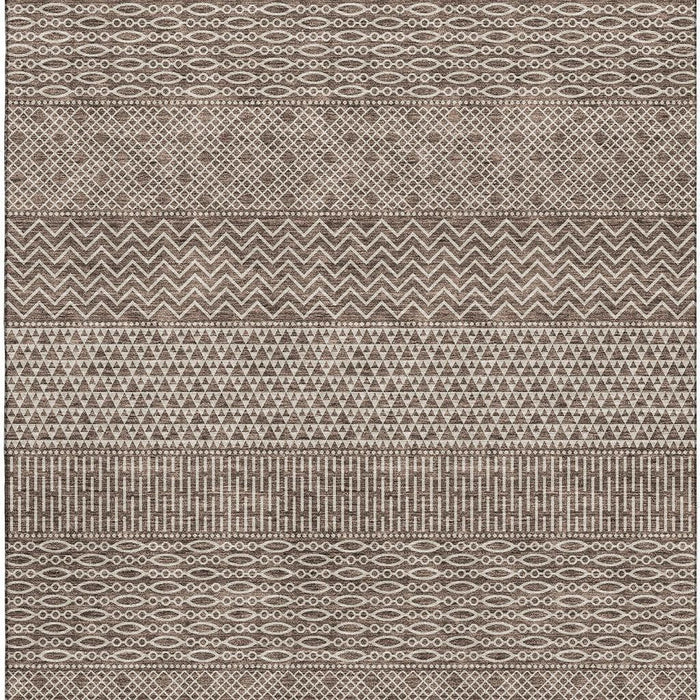 10' X 14' Striped Washable Area Rug With UV Protection (674772) - Brown / Beige