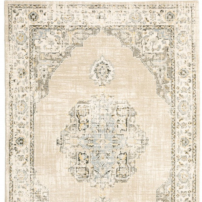 8' x 10' Center Jewel Area Rug - Beige And Ivory