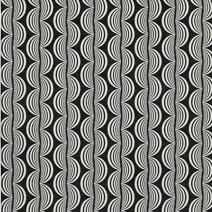 10' X 14' Ogee Washable Area Rug With UV Protection (682685) - Black / Ivory